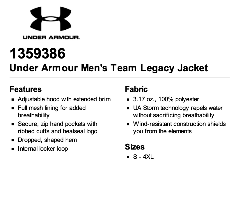 Bloomsburg Ice Hockey Men's Under Armour Men's Team Legacy Jacket